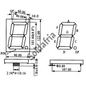 Display De Led Vermelho Catodo HS-40101AS (122x90x15mm)