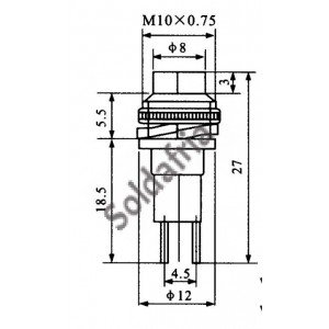 Chave Push Button DS-316 Sem Trava Preta