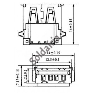 Conector USB-A Femea YH-USB01B