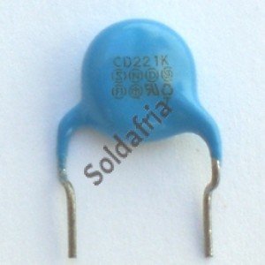 Capacitor Disco Cerâmico X1Y1 220pF X 250VAC Azul (221)