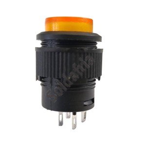 Chave Push Button R16-503AD Com Trava Com Led Amarelo 4T