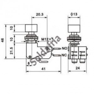 Chave Push Button DS-438 Sem Trava Vermelha