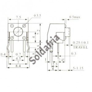 Chave Tactil KFC-A06-W1-5mm 4 Terminais 90 Graus