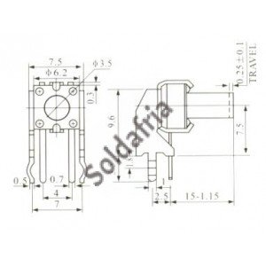 Chave Tactil KFC-A06-W2-15mm 4 Terminais 90 Graus