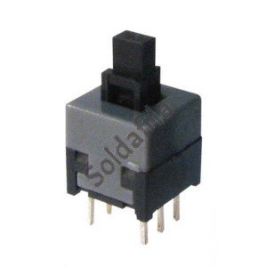 Chave Botao 8,5x8,5mm Sem Trava Com Click Momentâneo Preta