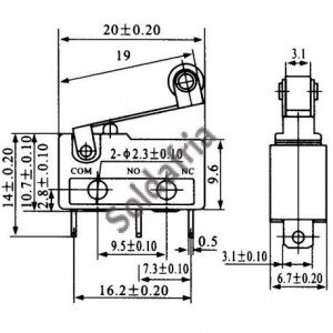 Chave Micro Switch KW11-3Z-5-3T - 17MM SEM RODA