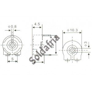 Trimpot PT10-2-M 500K Ohms (500K/504) Horizontal