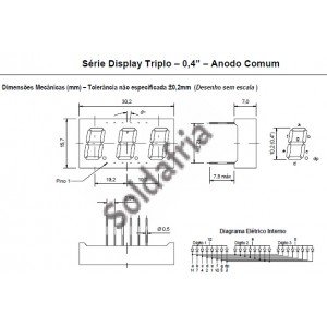 Display De Led Vermelho Anodo Triplo D3042ASR 0,4 Polegadas