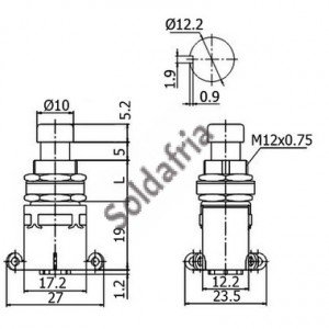 Chave DPDT Para Pedal Modelo Solda Fio