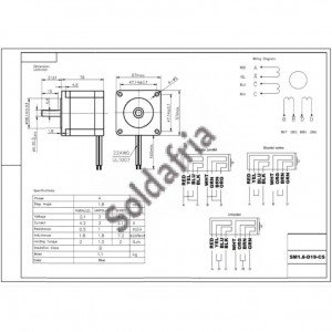 Motor De Passo Nema 23 19kgf.cm 4,2A 1,8 Grau SM1.8-D19-CS