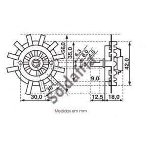 Chave de Onda Seletora CH-42 Knob e Dial 0+10 Posições 10A