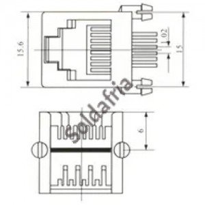 Jack RJ45 10P8C Blindado Para Placa