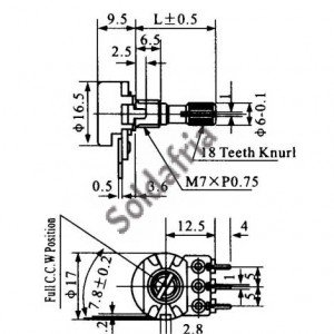 Potenciometro Linear Mini 5K L20