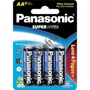 Pilha Pequena AA 1,5V Panasonic Cartela Com 8 pilhas